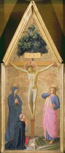Christ on the Cross between the Virgin and Cardinal Torquemada and St. John the Evangelist