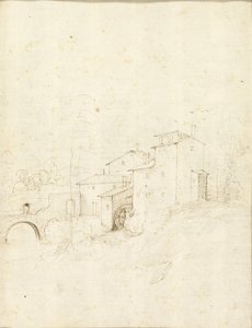 Watermill with Figures on an Arched Bridge by Fra Bartolommeo