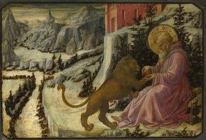 Saint Jerome and the Lion (Predella of the Altarpiece of Santa Trinità of Pistoia)