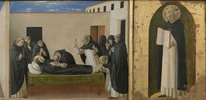 Death of Saint Dominic and Saint Thomas Aquinas. Cortona Polyptych (detail), c. 1437