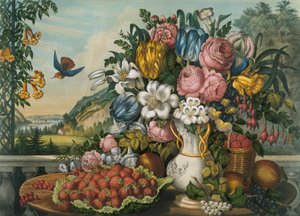 Landscape - Fruit and Flowers, 1862 by Frances Flora Bond Palmer