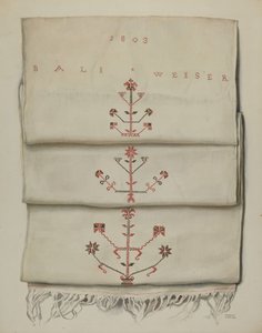 Pa. German Embroidered Towel by Frances Lichten