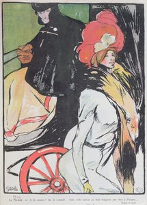 Cartoon depicting a cabman with a courtesan, 1901
