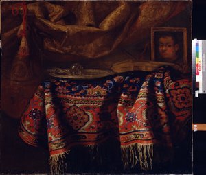 Still Life with Self-Portrait by Francesco (b.1640) Fieravino