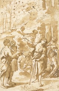 Joseph telling his dream to his father and brothers and pointing to eleven stars in the sky by Francesco Albani