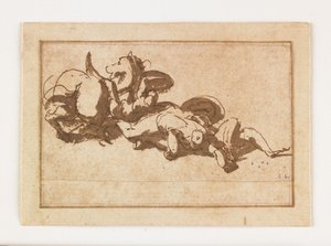 Study of Two Dead Figures and a Horse by Francesco Allegrini