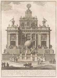 The Seconda Macchina for the Chinea of 1785: A Pleasure Palace with an Air Balloon, 1785 by Francesco Barbazza