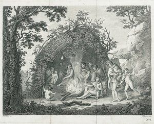 A view of the Indians of Terra del Fuego in their hut by Francesco Bartolozzi