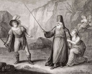 Prospero disarming Ferdinand. Shakespeare. The Tempest by Francesco Bartolozzi
