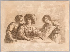 Three Women with a Palette and Sketch of a Design by Francesco Bartolozzi