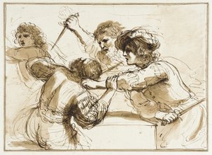 Two Men Killing Amnon while Another Flees by Francesco Bartolozzi