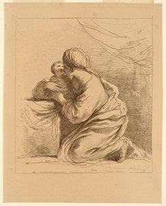 Woman on her Knees with a Child by Francesco Bartolozzi