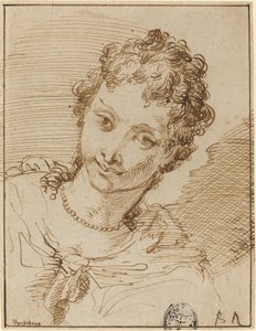 Elegant Young Woman with a Pearl Necklace by Francesco Fontebasso