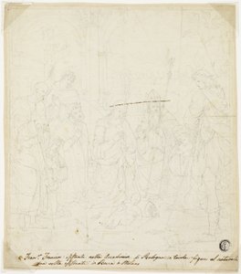 Adoration of the Christ Child, with Saints Joseph, Francis of Assisi, and Augustine, attended by Anton Galeazzo Bentivoglio and Alessandro Bentivoglio by Francesco Francia