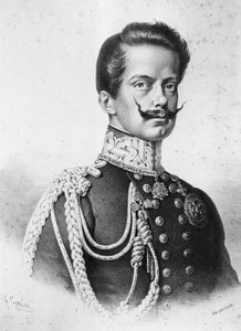 Portrait of Vittorio Emanuele II, first king of Italy, lithography by Francesco Gonin