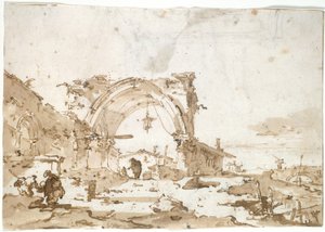 A Capriccio with a Ruined Gothic Arch by Francesco Guardi