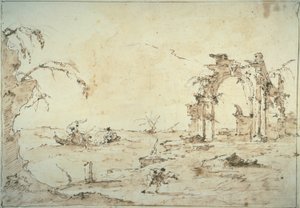 Capriccio with a Squall on the Lagoon by Francesco Guardi