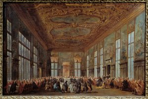 The Doge of Venice Alvise IV Mocinego offers breakfast to ambassadors