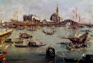 The Doge on the Bucentaurus in San Nicolo from Lido to Venice, Ascension Day by Francesco Guardi
