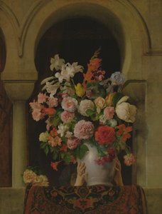 A Vase of Flowers on the Window of a Harem by Francesco Hayez