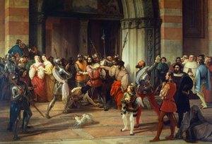 Ventura Fenaroli Arrested in the Carmine Church in Brescia by the French by Francesco Hayez