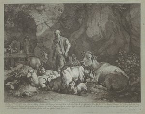 Old, Bald-headed Shepherd, Seated Shepherd Boy and Flock