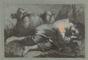 Peasant Boy Asleep near Two Sheep by Francesco Londonio
