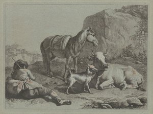Reclining Shepherd with a Sack, c. 1763 by Francesco Londonio