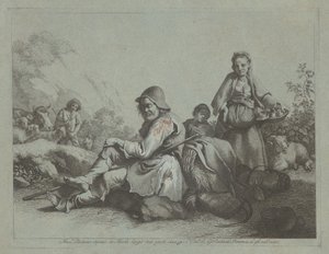 Seated Shepherd and a Peasant Woman with a Basket by Francesco Londonio