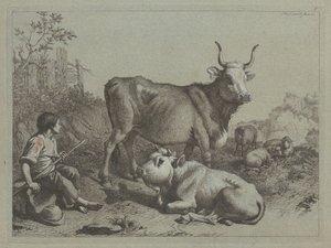 Seated Shepherd with a Bull and Bullock, 1763