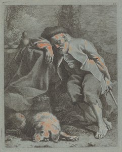Sleeping Old Man with Dog