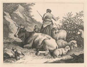 Standing Shepherdess with a Child by Francesco Londonio