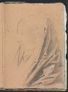 Verona Sketchbook: Female head with drapery, page 81, 1760