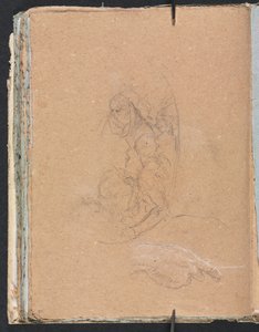 Verona Sketchbook: Figures in a roundel with study of a hand page 70
