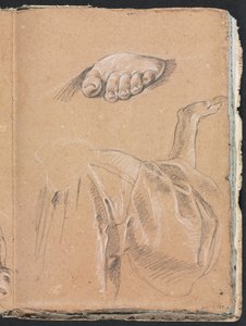 Verona Sketchbook: Study of a Left Foot and Drapery Study with Right Arm, Page 79, 1760