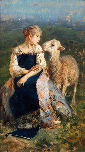 Shepherdess or Girl with a Goat by Francesco Paolo Michetti