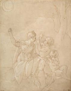 Classical Female Figure Diana or Venus with Two Infants, ca. 1539-42 by Francesco Primaticcio