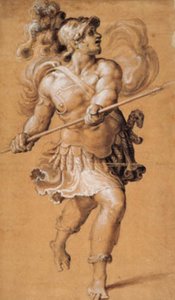 Running Roman Soldier with a Lance by Francesco Salviati