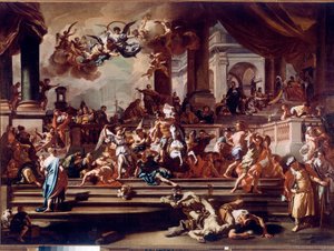 Heliodore Hunting of the Temple by the Angels. Painting by Francesco Solimena dit l