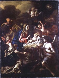 Nativity with Adoring Angels and Annunciation to the Shepherds by Francesco Solimena