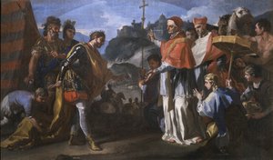 The Meeting Between King Ratchis of the Longobards and Pope Zacharias During the Siege of Perugia by Francesco Solimena