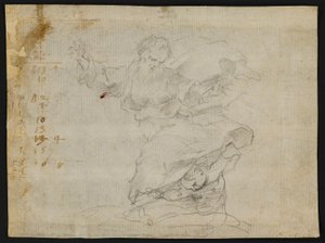 Studies for Christ Giving a New Heart to Saint Catherine of Siena (recto); God the Father in the Air with Arms Outstretched (verso)
