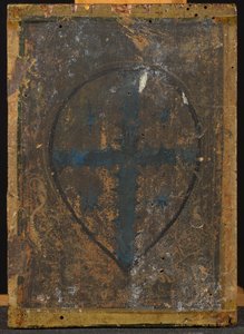 Verso of Annunciation Diptych with Cross with Stars enclosed by a Mandorla