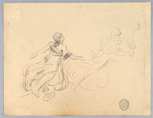 Sketch of Two Female Figures by Francis Augustus Lathrop