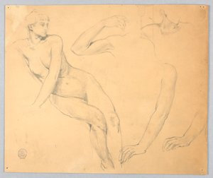 Sketches of a Female Nude and Arms by Francis Augustus Lathrop