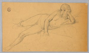 Study of Nude Figure by Francis Augustus Lathrop