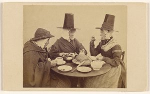 Three Welsh Ladies Seated at a Table Having Tea by Francis Bedford