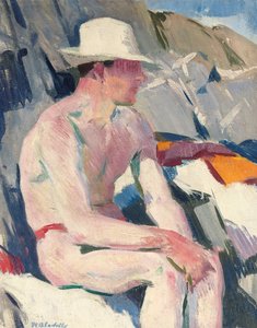 Bather in a white hat