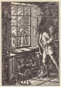 Illustration for The Cricket on the Hearth by Charles Dickens by Francis Donkin Bedford