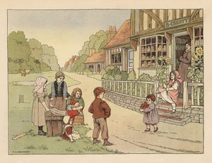 Victorian Children Outside the Village Bakery, from The Book of Shops
